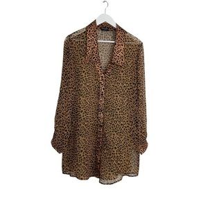 Vintage Silk Animal Print Sheer Blouse Size M